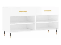 Banco zapatero blanco brillo 102x35x55 cm madera de ingeniería
