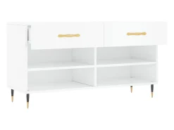 Banco zapatero blanco brillo 102x35x55 cm madera de ingeniería