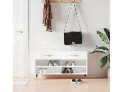 Banco zapatero blanco brillo 102x35x55 cm madera de ingeniería