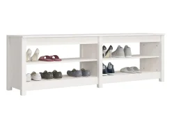 Banco zapatero blanco 160x36,5x50 cm Madera maciza de pino