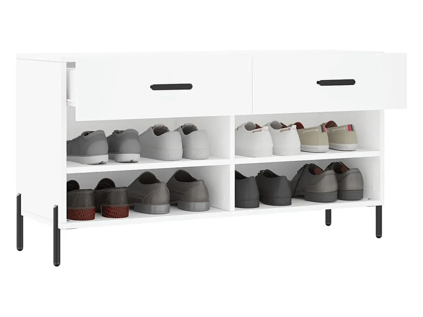 Banco zapatero blanco 102x35x55 cm madera de ingeniería