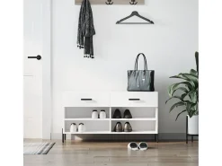 Banco zapatero blanco 102x35x55 cm madera de ingeniería
