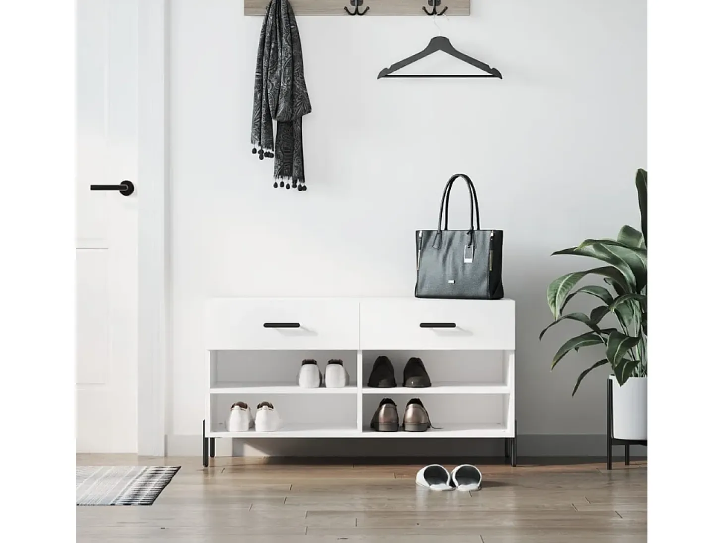 Banco zapatero blanco 102x35x55 cm madera de ingeniería