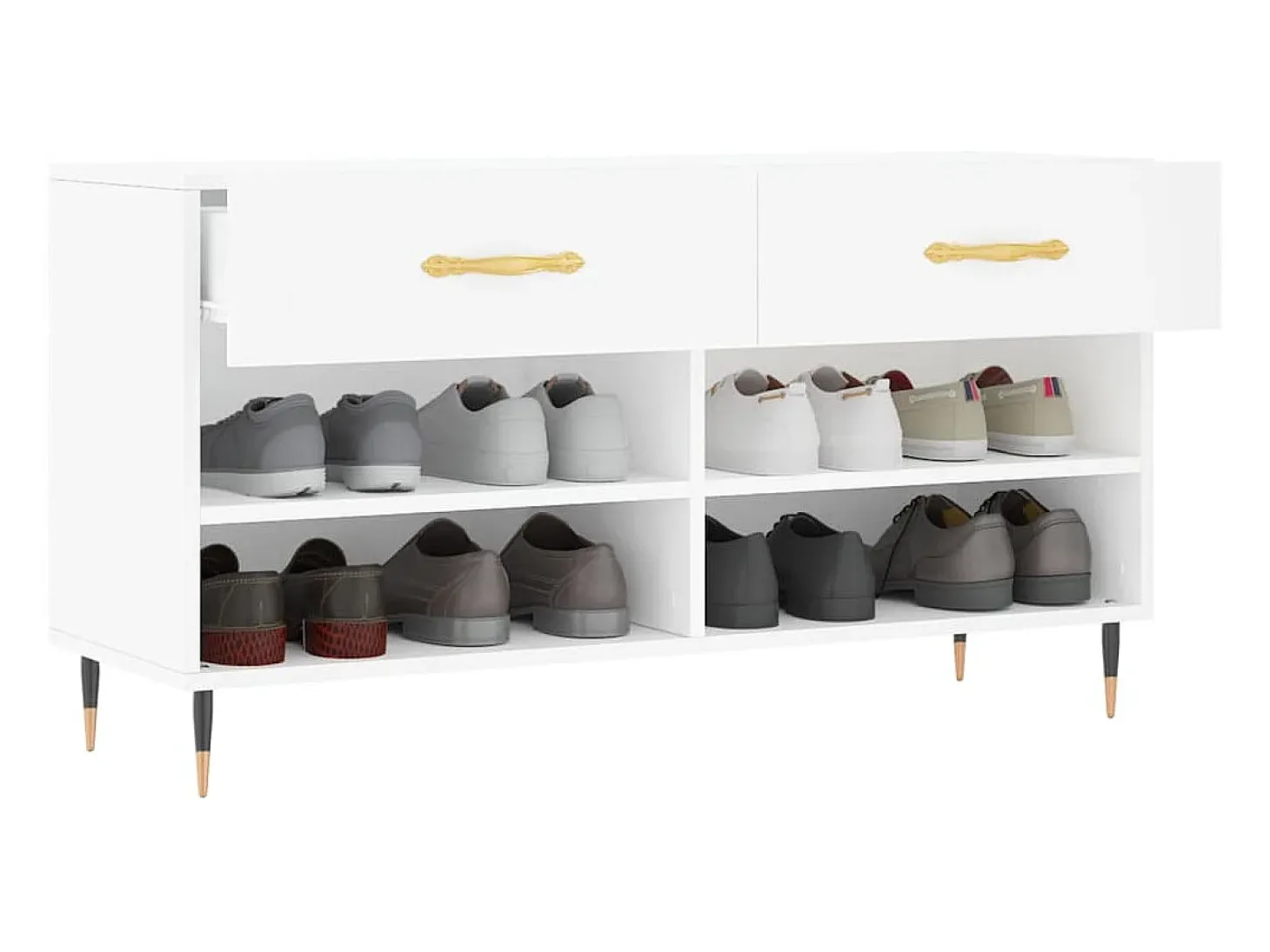Banco zapatero blanco 102x35x55 cm madera de ingeniería