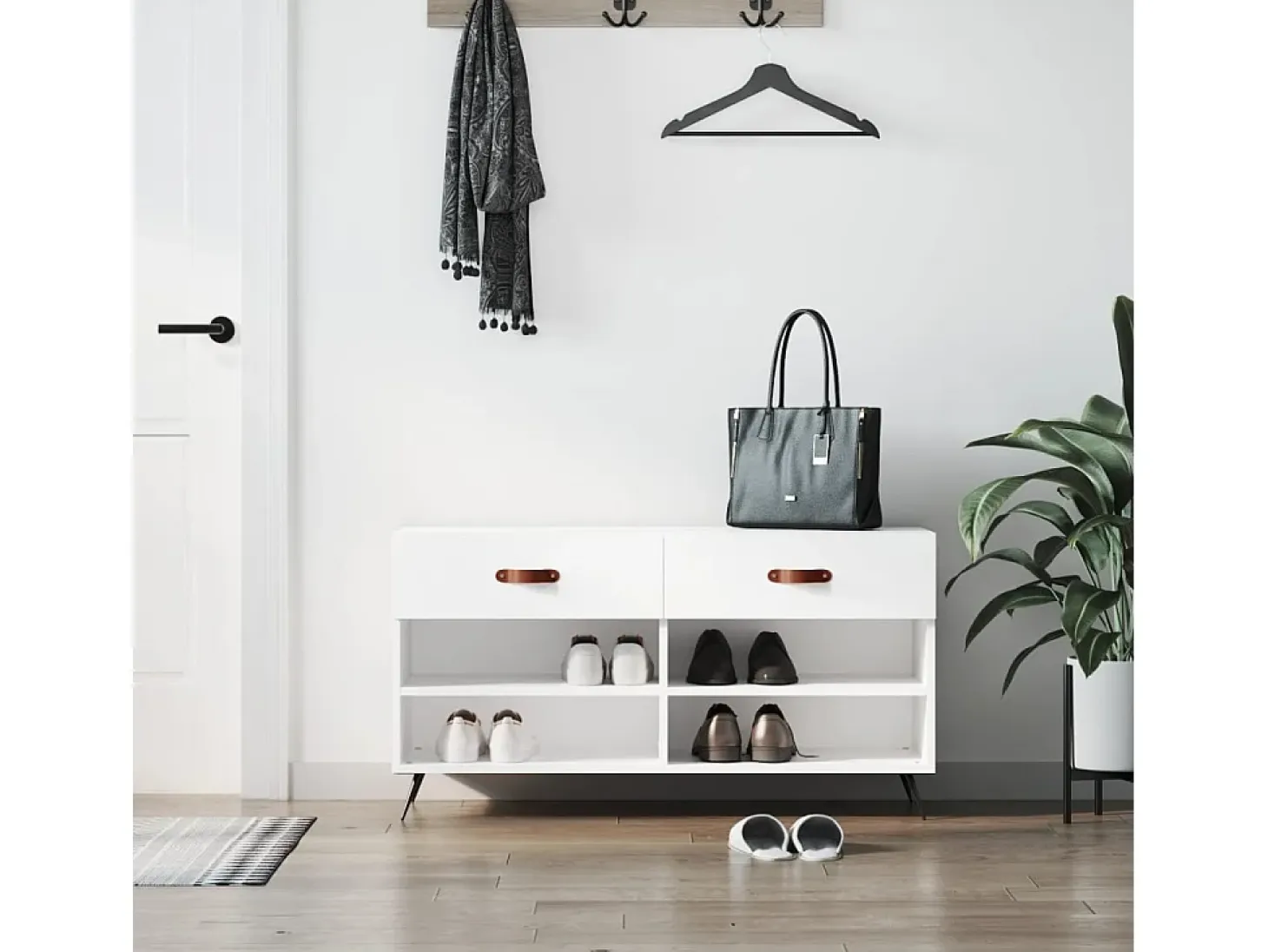 Banco zapatero blanco 102x35x55 cm madera de ingeniería