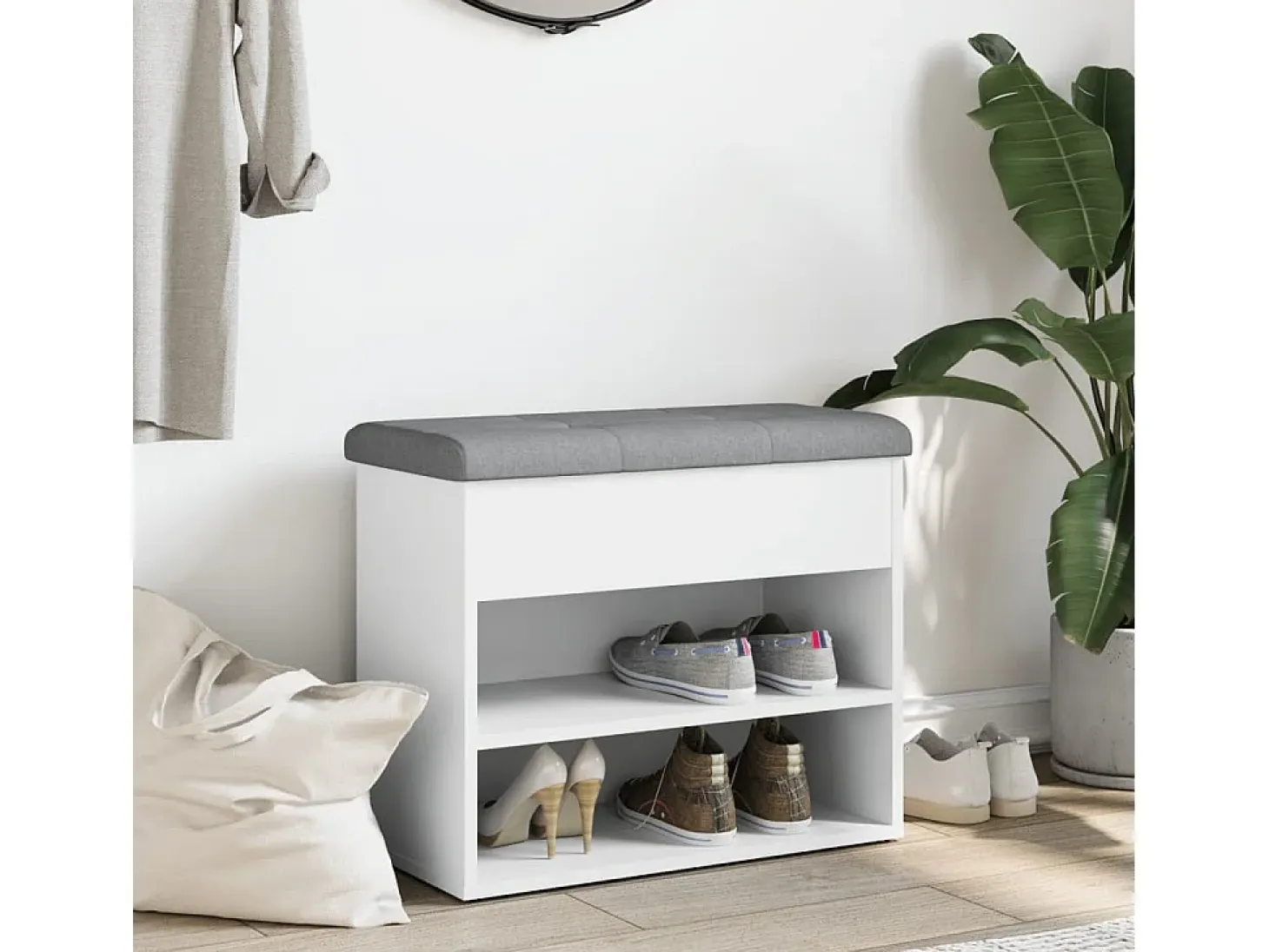 Banco zapatero blanco 62x32x50 cm madera de ingeniería