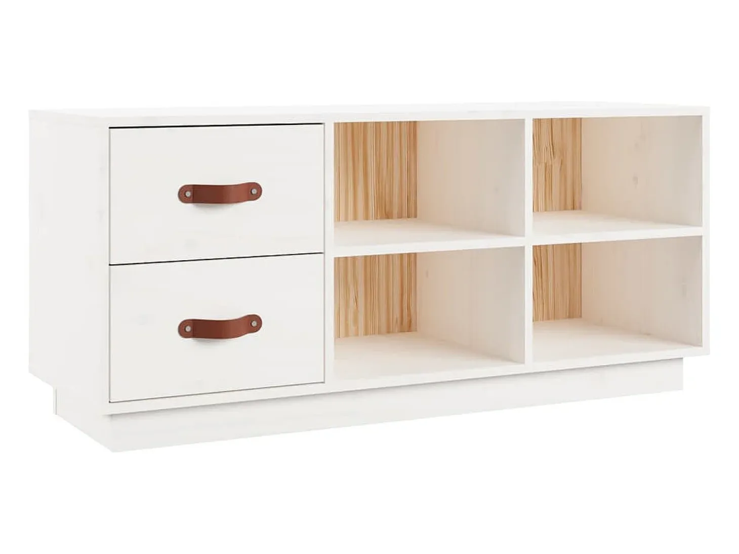 Banco zapatero blanco 100x34x45 cm Madera maciza de pino