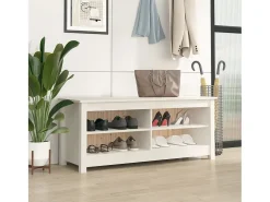 Banco zapatero blanco 110x38x45,5 cm Madera maciza de pino