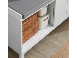 Banco Zapatero con 2 puertas correderas Banco de almacenamianto con cojín acolchado de asiento 114 x 40 x 53 cm FSR86-W SoBuy ES