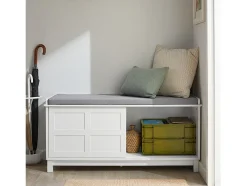 Banco Zapatero con 2 puertas correderas Banco de almacenamianto con cojín acolchado de asiento 114 x 40 x 53 cm FSR86-W SoBuy ES