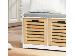 Banco Zapatero con 2 Puertas para Entrada Dormitorio Banco de Almacenamiento de Asiento 71 x 35 x 43 cm FSR23-II-WN SoBuy ES