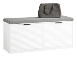 Banco Zapatero con 2 Solapas Armario Multifuncional para Entrada con Acolchado Cojín 105 x 35 x 48 cm Blanco FSR147-W SoBuy ES