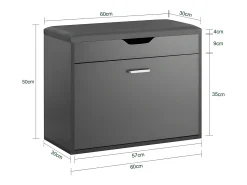 Banco Zapatero con 1 Solapa para Entrada Banco de Almacenamianto con Cojín Acolchado de Asiento 60 x 30 x 50 cm Gris FSR95-HG SoBuy ES