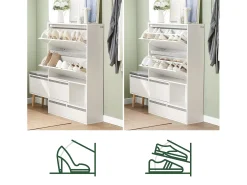 Banco Zapatero con 2 Solapas, 2 cajones y Banco móvil Armario de Entrada 124-92 x 24 x 126 cm FSR134-W SoBuy ES