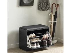 Banco Zapatero con 1 solapas Banco de almacenamianto con cojín acolchado de asiento 60 x 30 x 44 cm NEGRO FSR16-SCH SoBuy ES