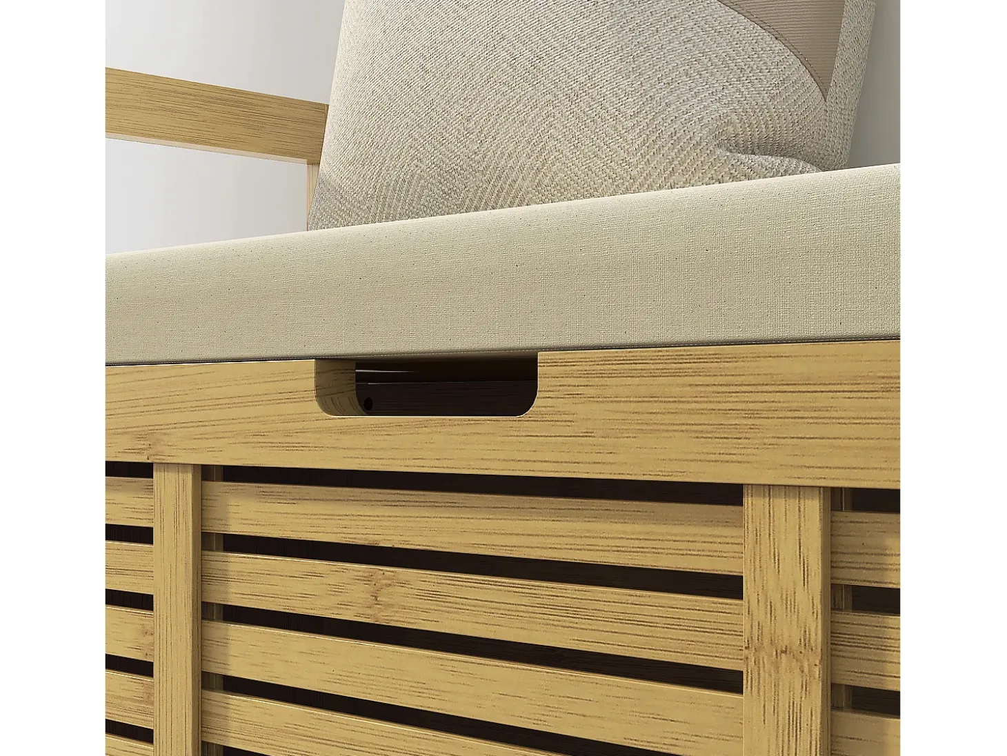 Banco zapatero con almacenaje integrado y estante plegable, fabricado en bambú, color madera natural (100x40x60cm)