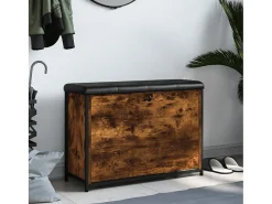 Banco zapatero con cajón abatible roble ahumado 82x32x56 cm ES342859