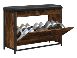 Banco zapatero con cajón abatible roble ahumado 82x32x56 cm