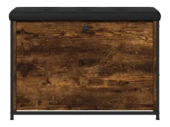 Banco zapatero con cajón abatible roble ahumado 82x32x56 cm