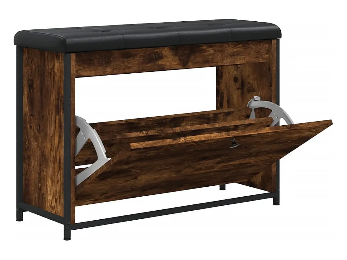 Banco zapatero con cajón abatible roble ahumado 82x32x56 cm