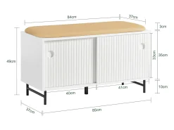 Banco Zapatero con Puertas Correderas Armario Multifuncional para Entrada con Estantes 85 x 37 x 49 cm Blanco FSR116-W SoBuy ES