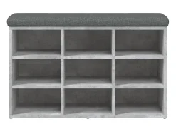 Banco zapatero de hormigón gris 82x32x50 cm madera de ingeniería