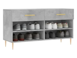 Banco zapatero de hormigón gris 102x35x55 cm madera de ingeniería