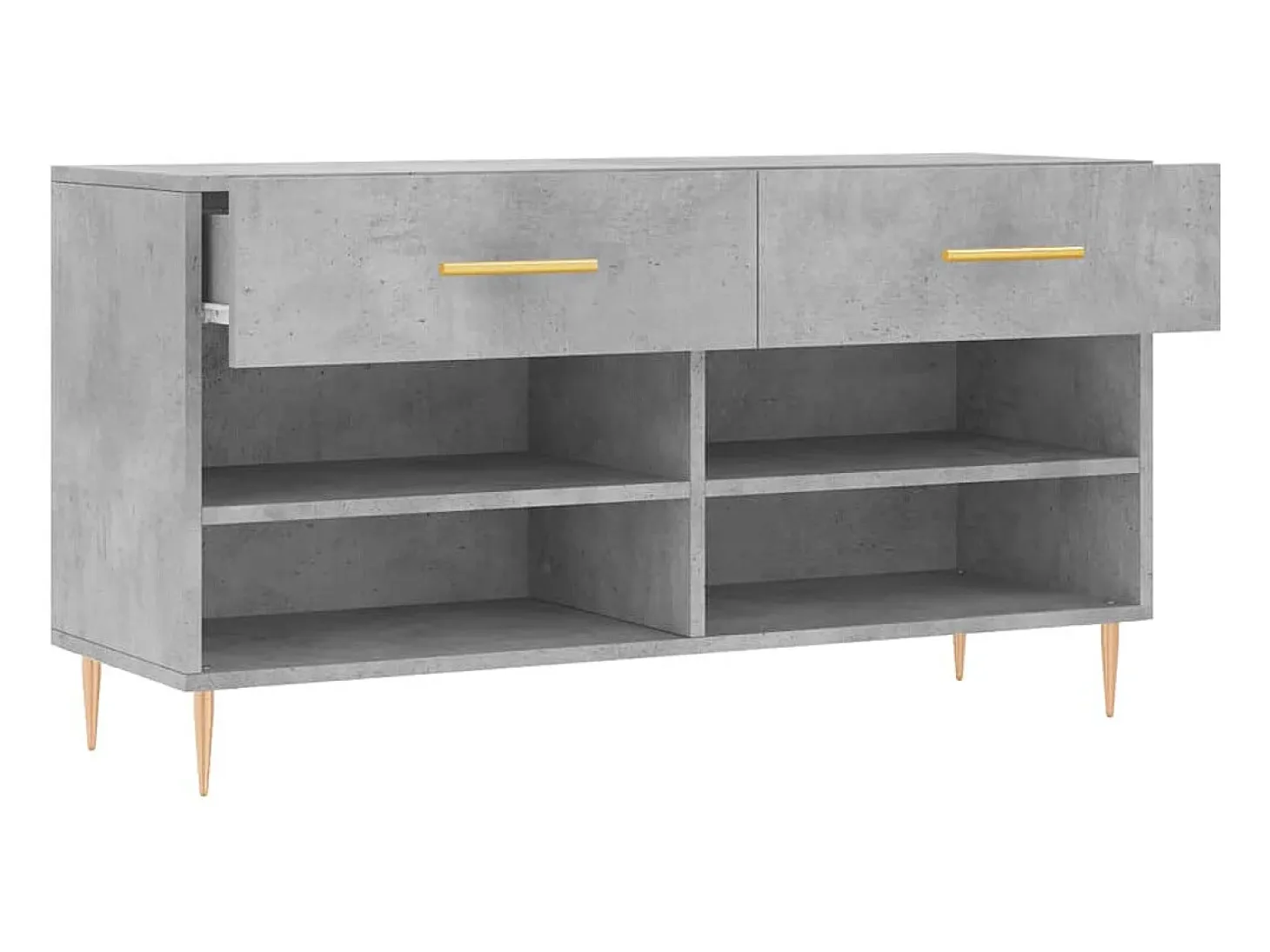 Banco zapatero de hormigón gris 102x35x55 cm madera de ingeniería