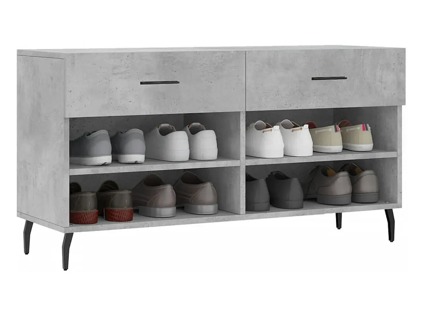 Banco zapatero de hormigón gris 102x35x55 cm madera de ingeniería