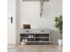 Banco zapatero de hormigón gris 102x35x55 cm madera de ingeniería
