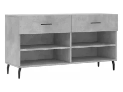 Banco zapatero de hormigón gris 102x35x55 cm madera de ingeniería