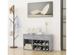 Banco zapatero de hormigón gris 80x30x45 cm Madera de ingeniería
