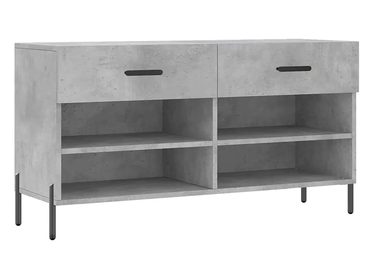 Banco zapatero de hormigón gris 102x35x55 cm madera de ingeniería
