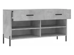 Banco zapatero de hormigón gris 102x35x55 cm madera de ingeniería