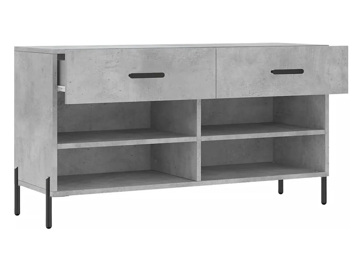Banco zapatero de hormigón gris 102x35x55 cm madera de ingeniería