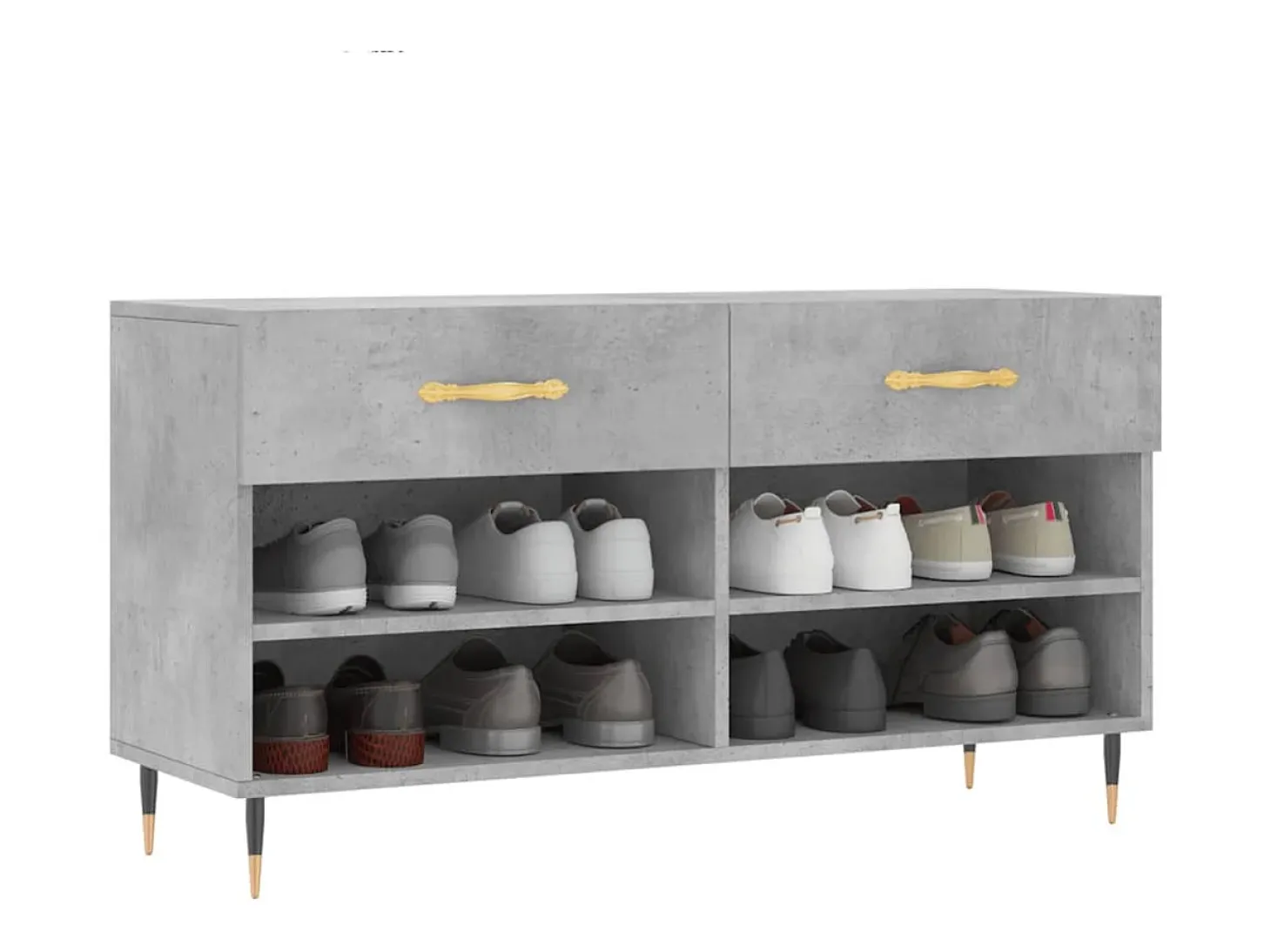 Banco zapatero de hormigón gris 102x35x55 cm madera de ingeniería
