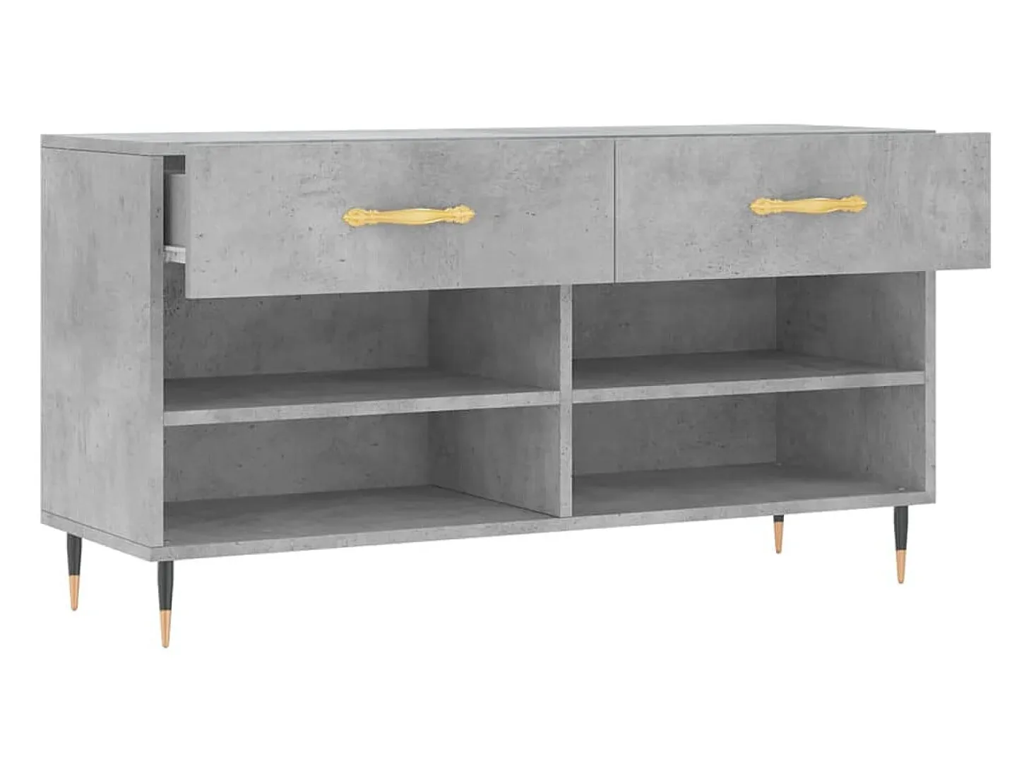 Banco zapatero de hormigón gris 102x35x55 cm madera de ingeniería