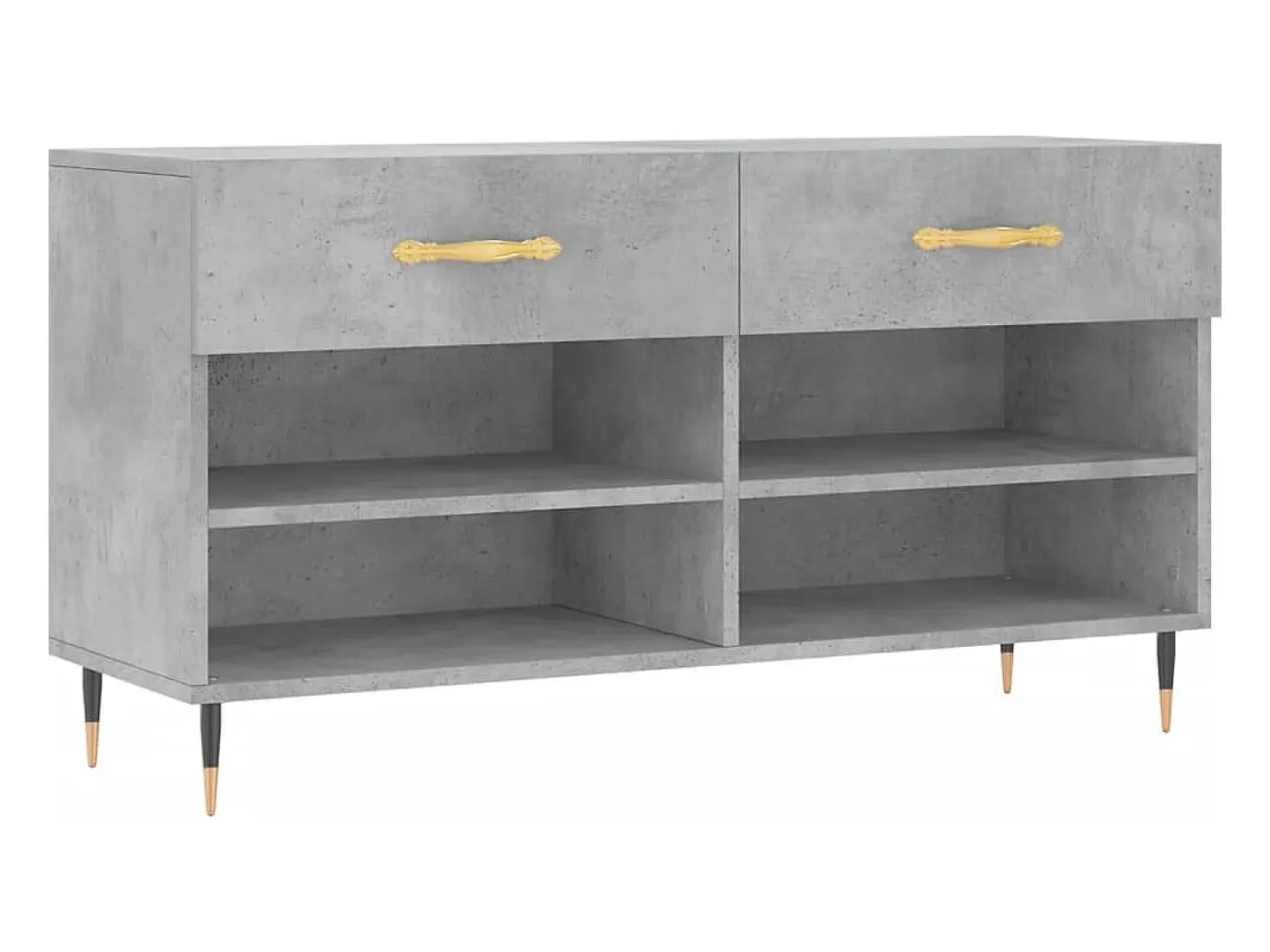 Banco zapatero de hormigón gris 102x35x55 cm madera de ingeniería