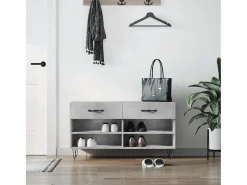 Banco zapatero de hormigón gris 102x35x55 cm madera de ingeniería