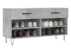 Banco zapatero de hormigón gris 102x35x55 cm madera de ingeniería