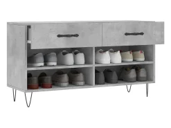 Banco zapatero de hormigón gris 102x35x55 cm madera de ingeniería