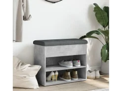 Banco zapatero de hormigón gris 62x32x50 cm madera de ingeniería
