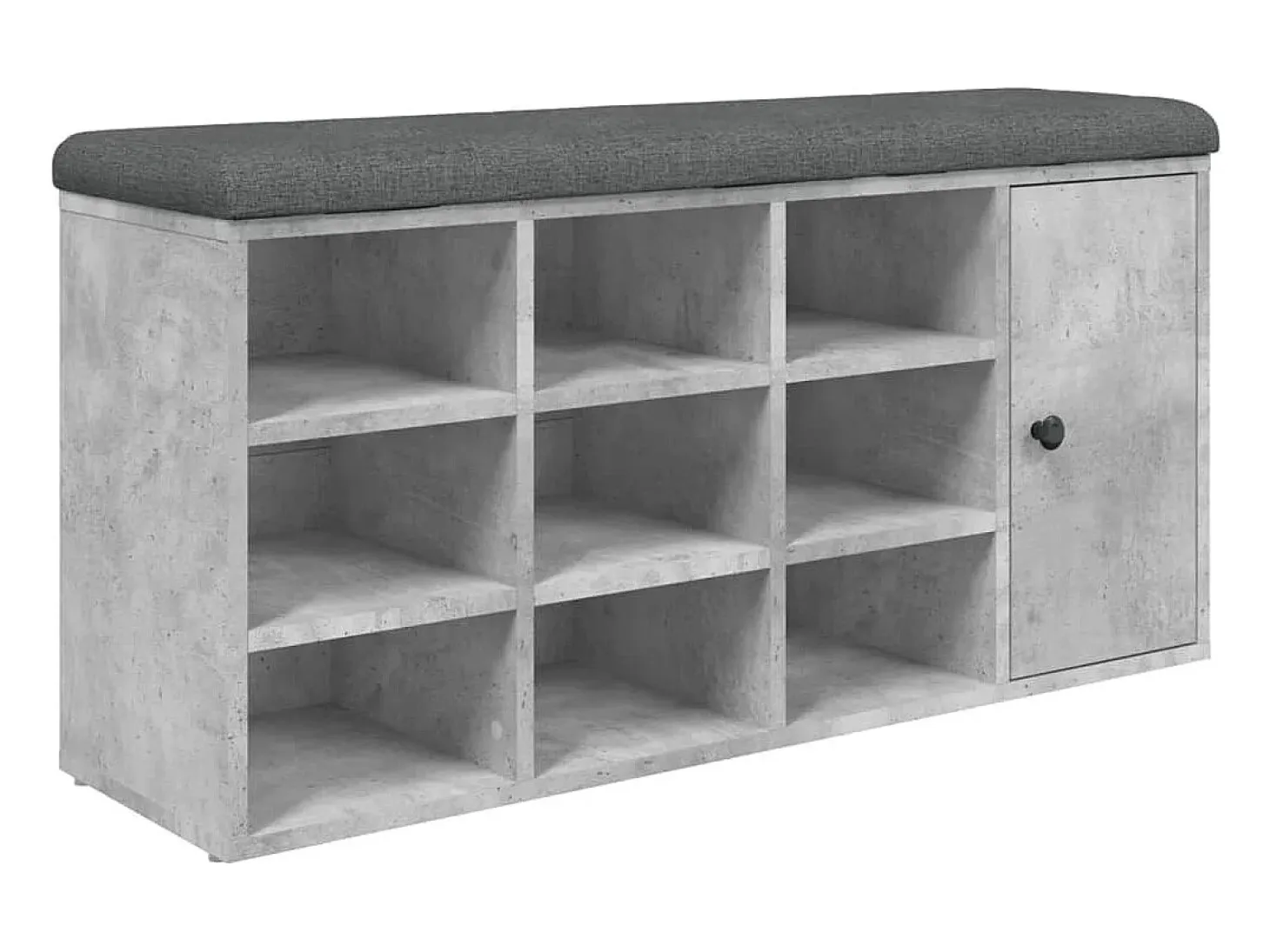 Banco zapatero de hormigón gris 102x32x50 cm madera de ingeniería