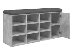 Banco zapatero de hormigón gris 102x32x50 cm madera de ingeniería