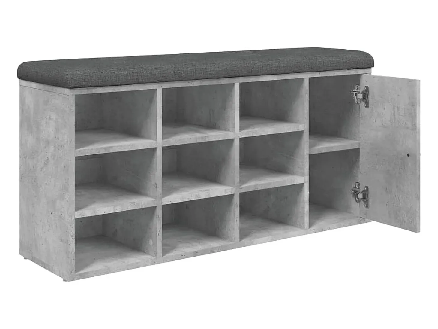 Banco zapatero de hormigón gris 102x32x50 cm madera de ingeniería