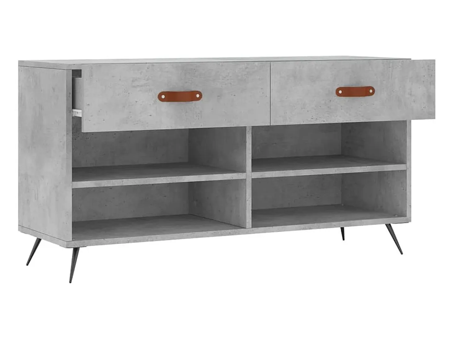 Banco zapatero de hormigón gris 102x35x55 cm madera de ingeniería