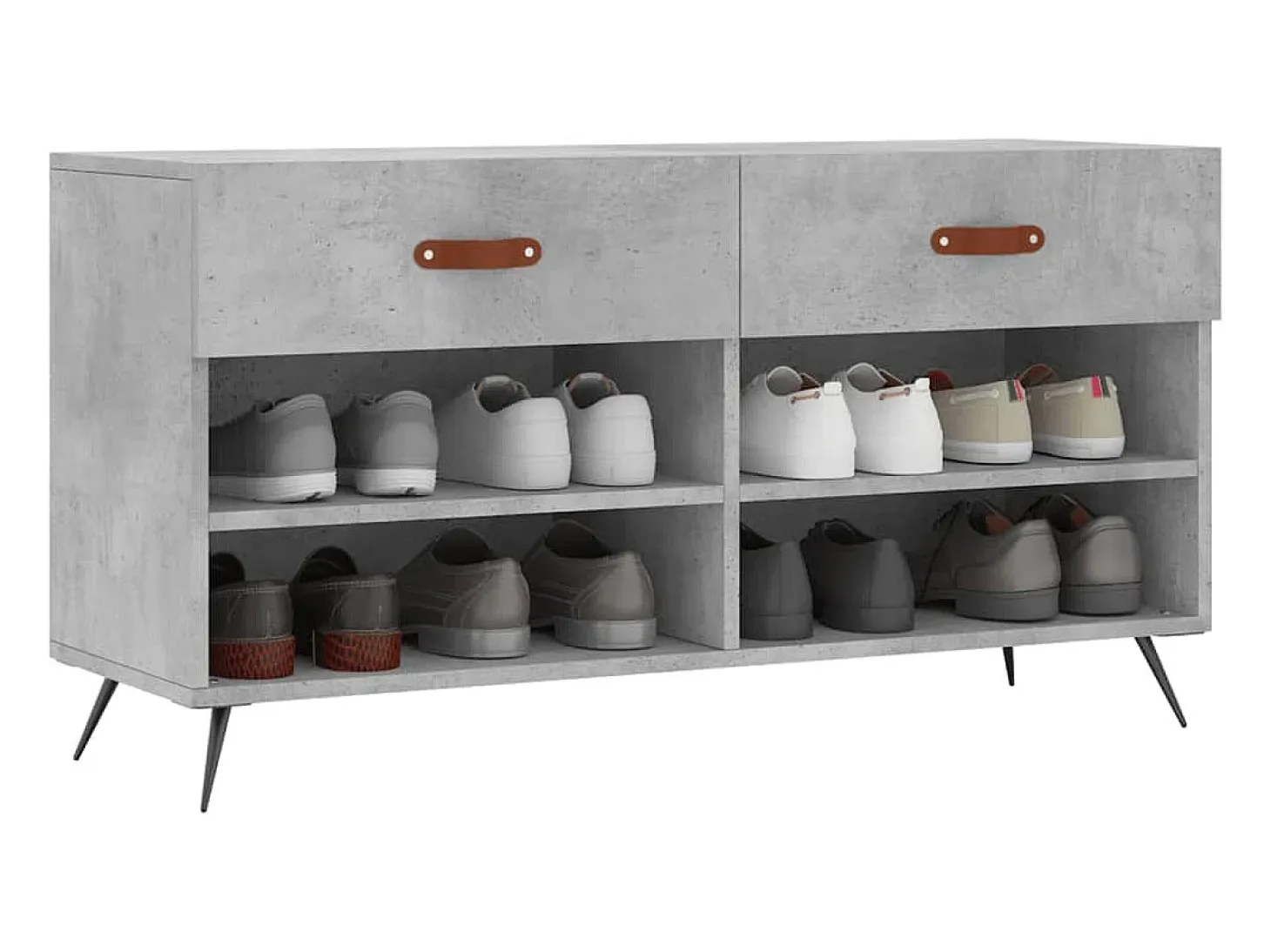 Banco zapatero de hormigón gris 102x35x55 cm madera de ingeniería