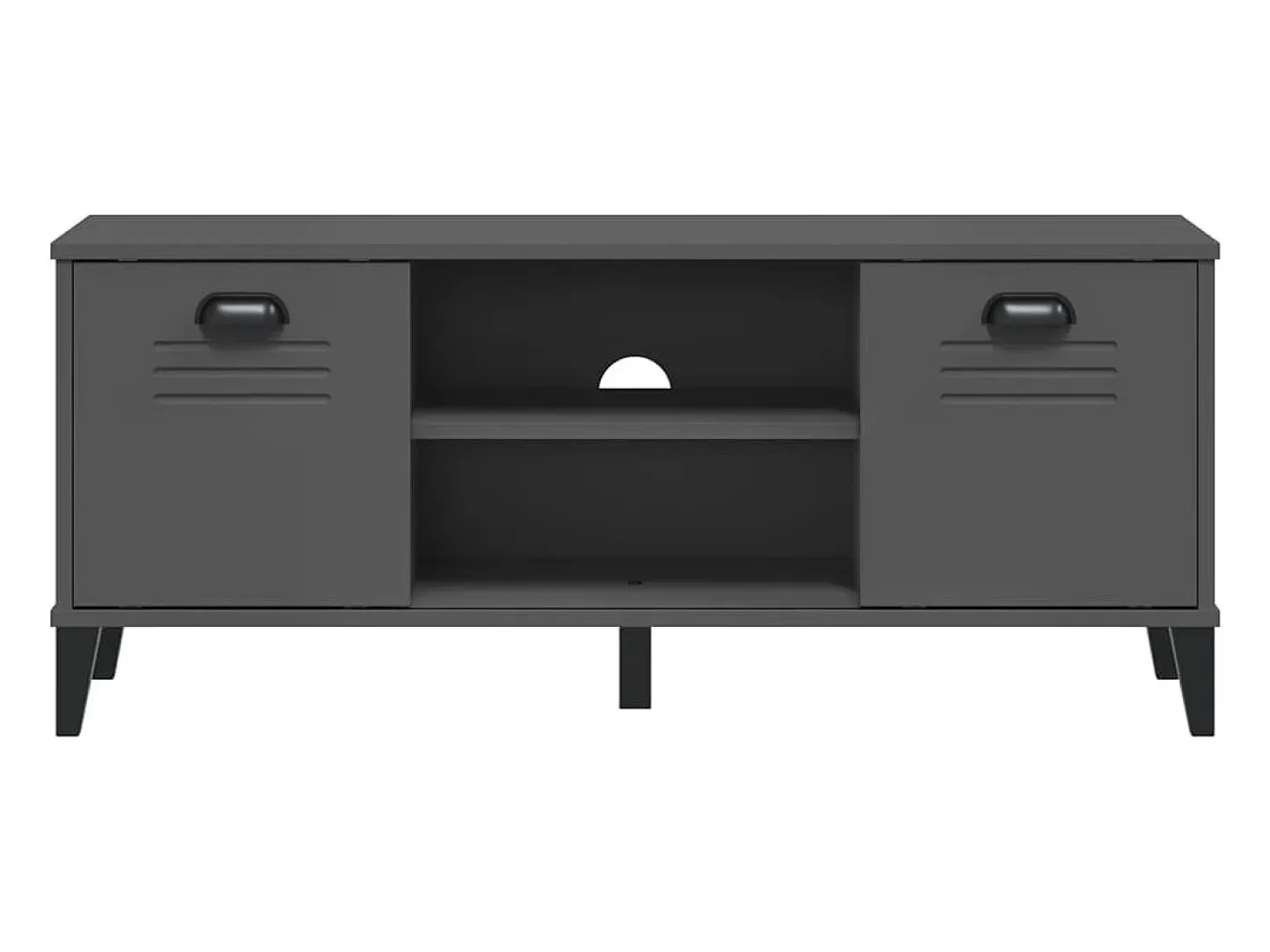 Banco zapatero de madera maciza de pino color gris antracita