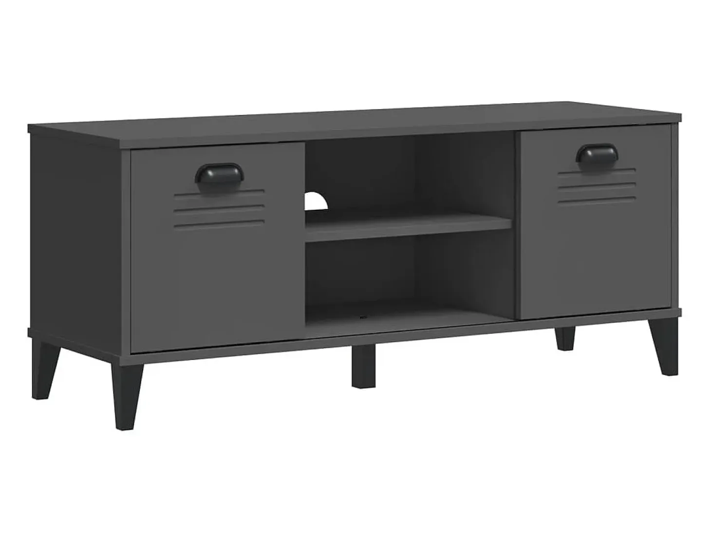 Banco zapatero de madera maciza de pino color gris antracita