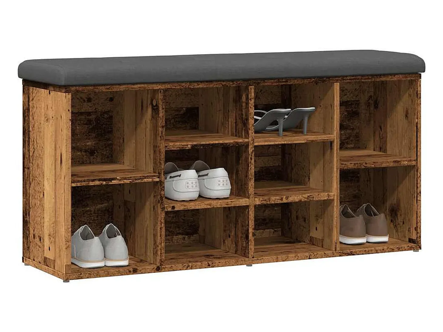 Banco zapatero de madera antigua 102x32x50 cm madera de ingeniería